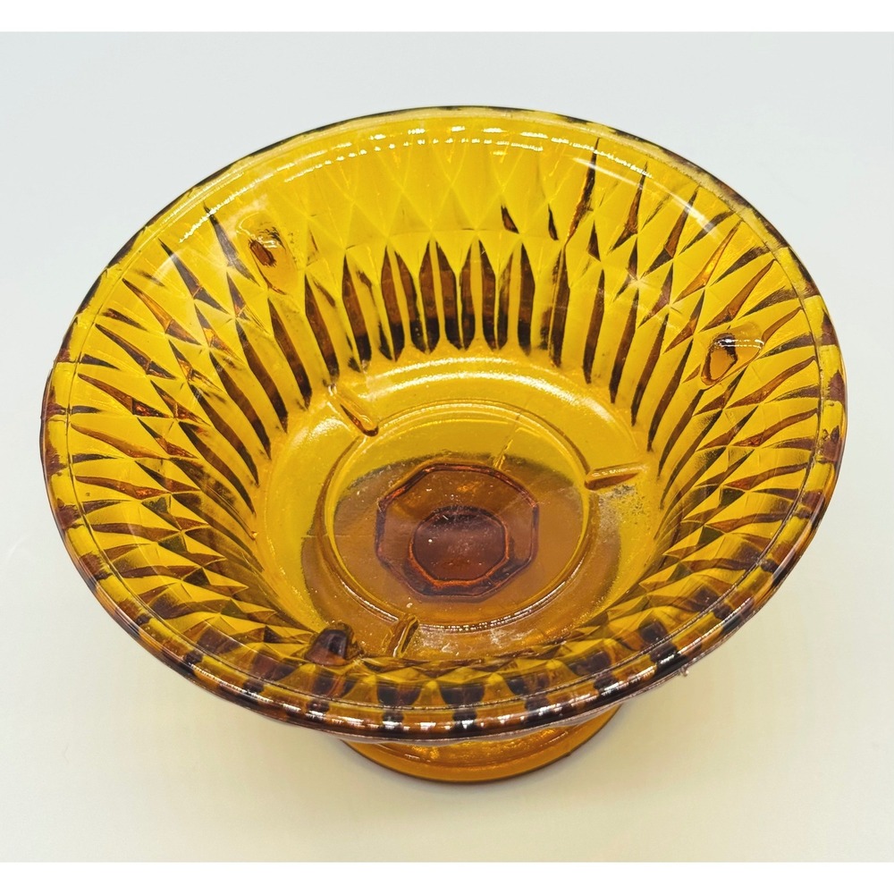 Indiana Glass Fairy Lamp Amber Diamond Point Vintage Votive Candle Holder - Picture 5 of 8